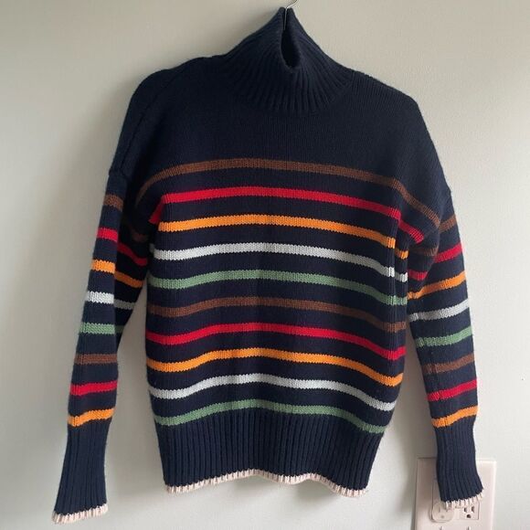 La Ligne Marin Turtleneck Sweater Navy Multi-Color Stripe sz XS - Picture 3 of 7